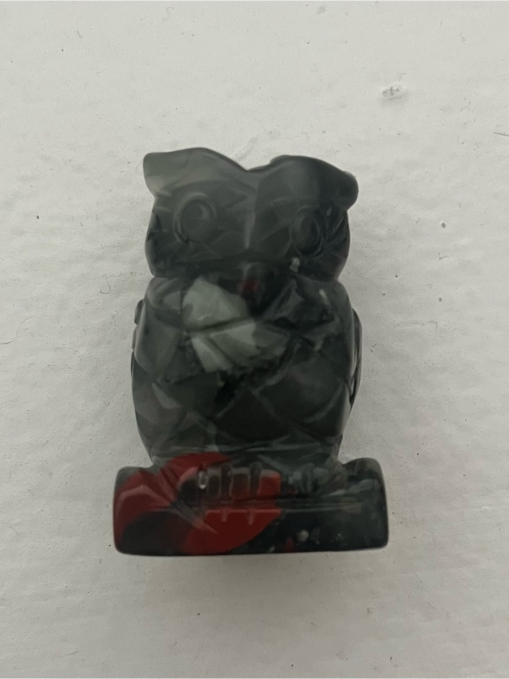 African Bloodstone Owl Bird Figurine
